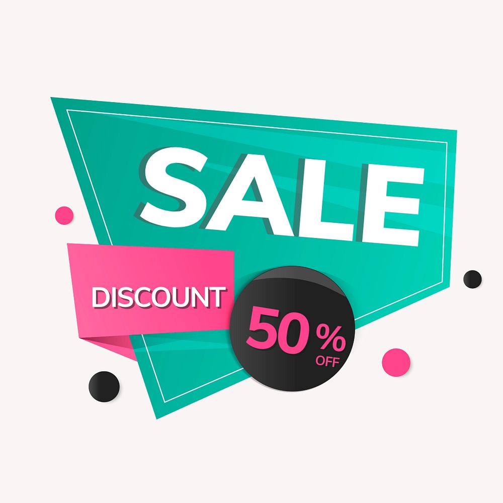 Discount green badge sticker, special offer shopping clipart