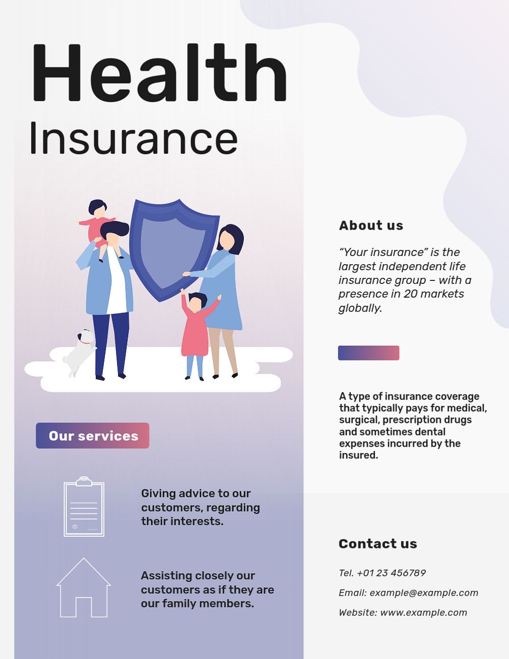 Health insurance flyer template, editable advertisement