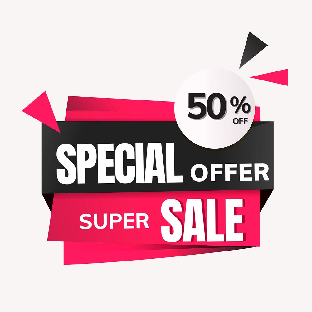 Sale badge sticker, special offer shopping clipart