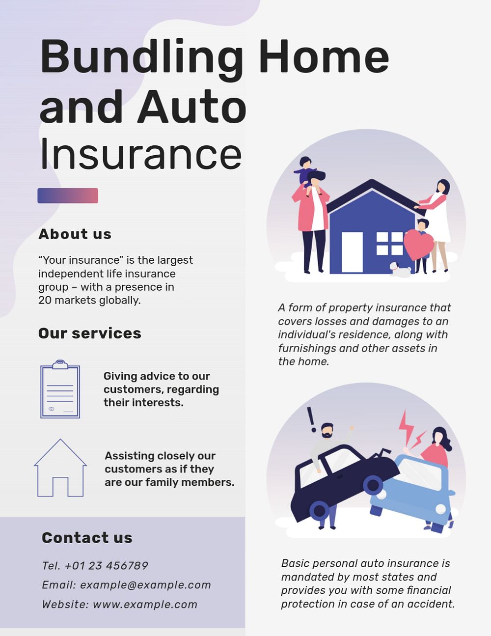 Home & auto insurance flyer template, editable advertisement