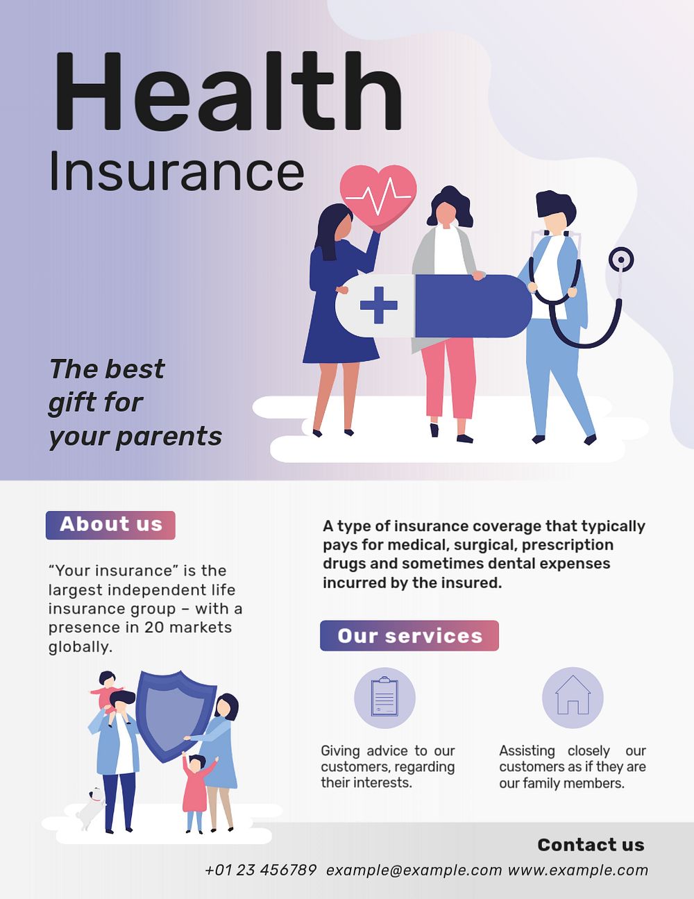 Health insurance flyer template, editable advertisement