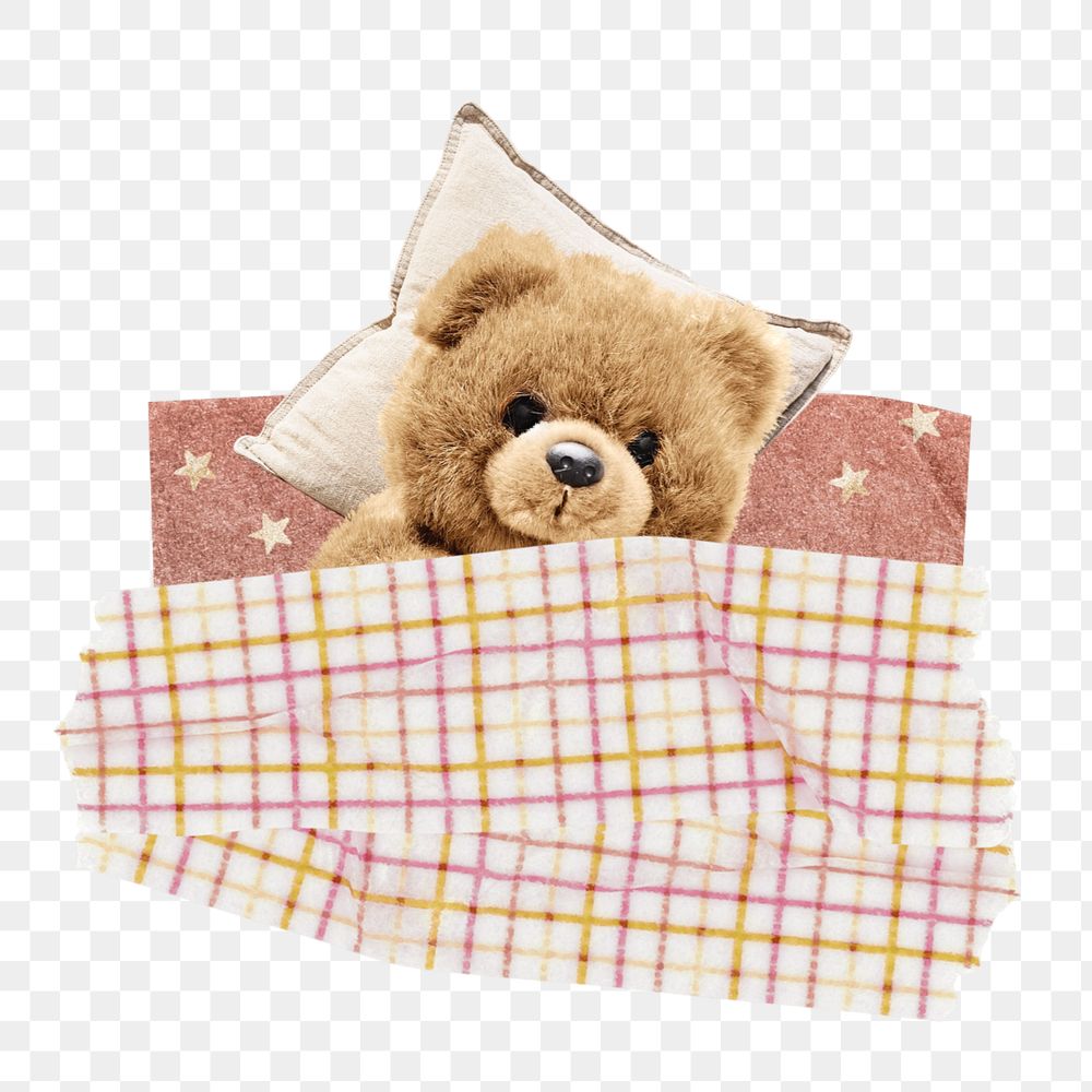 Teddy bear on bed remix illustration