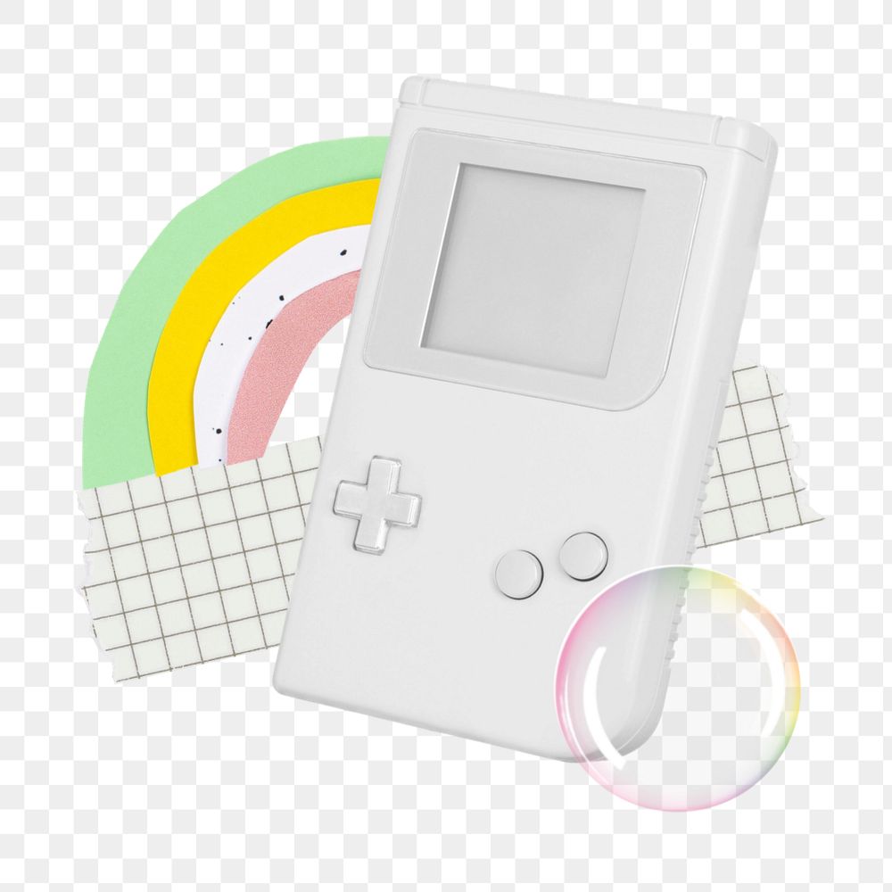 Handheld console collage element, gaming design