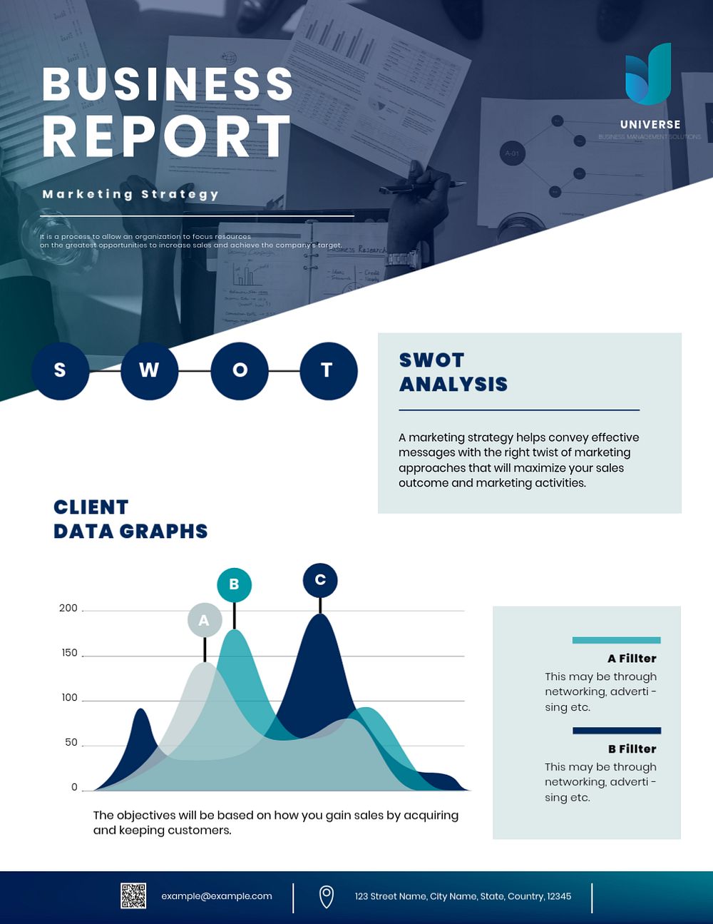 Business report editable flyer template, corporate design 