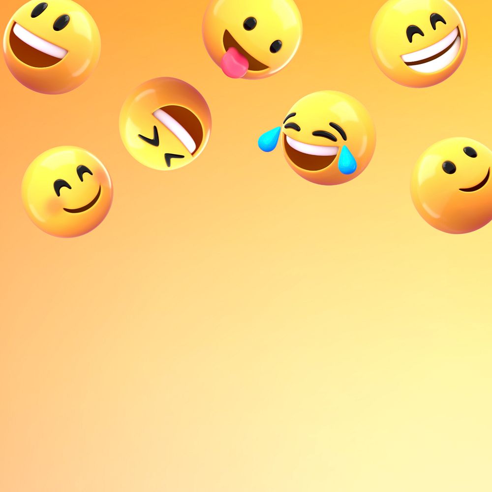 3D emoticons background, yellow, editable design