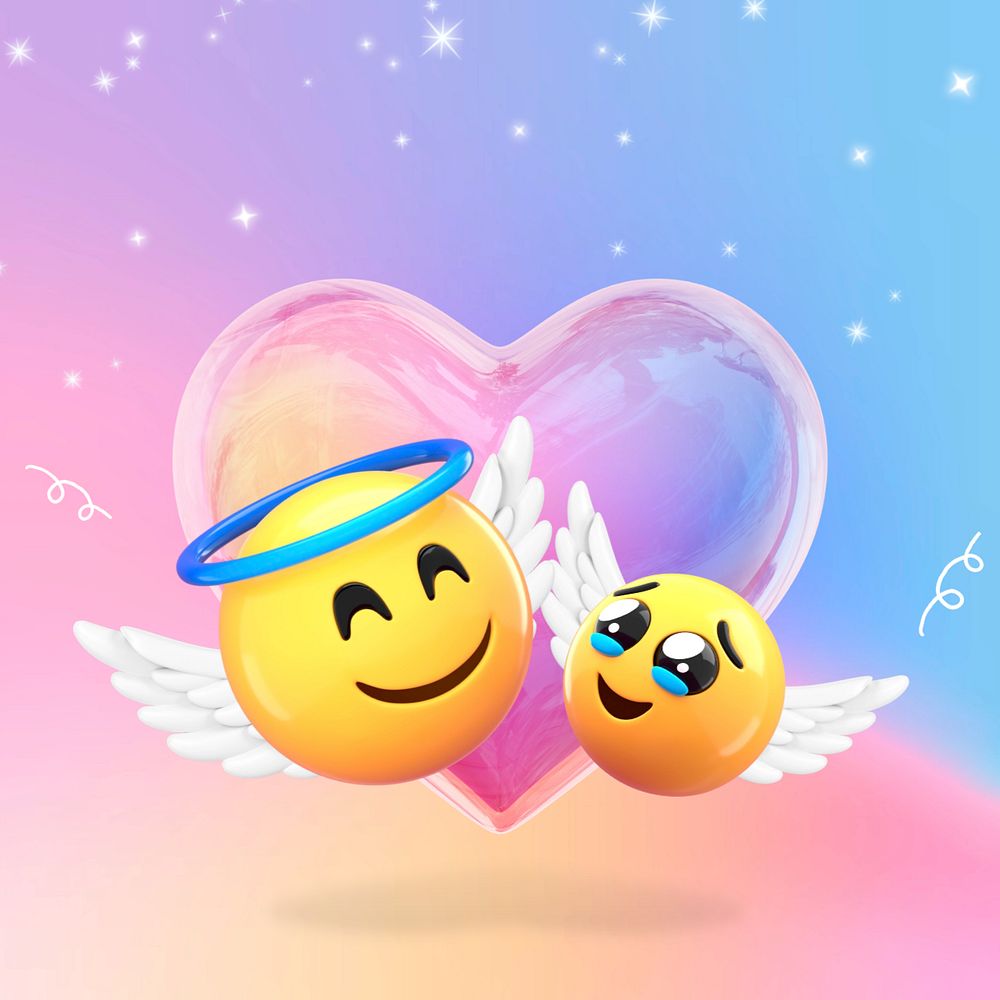 3D angel emoticons, love illustration