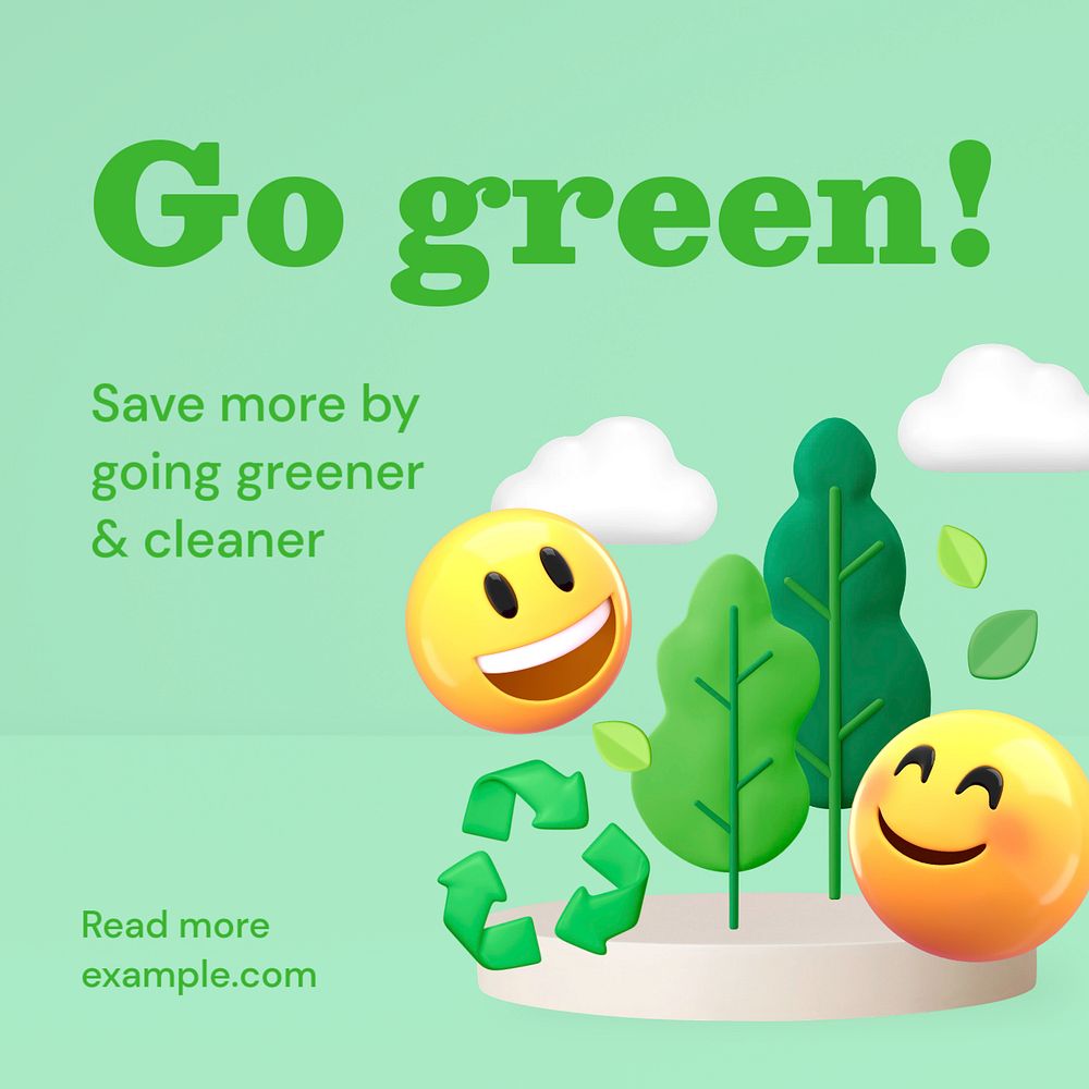 Go green Instagram post template, editable design