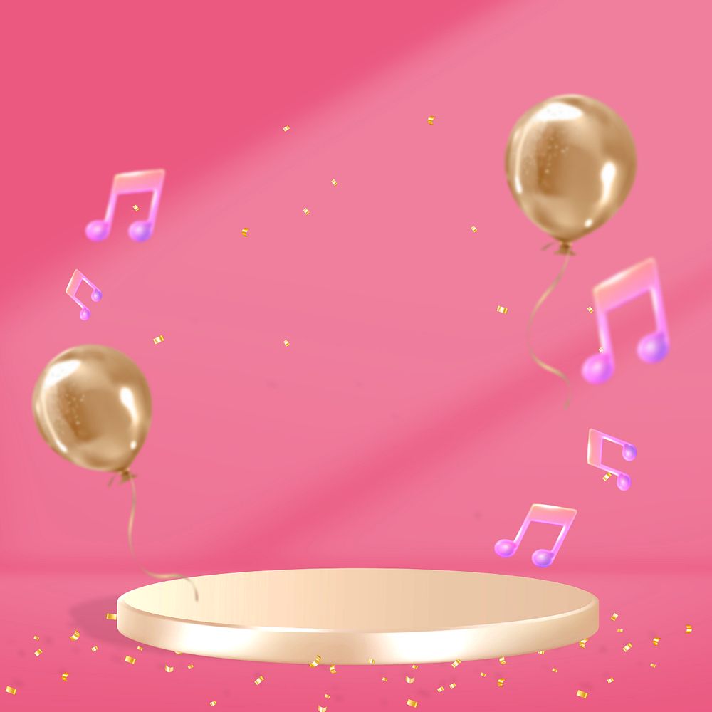 Pink 3D product background, party, celebration style