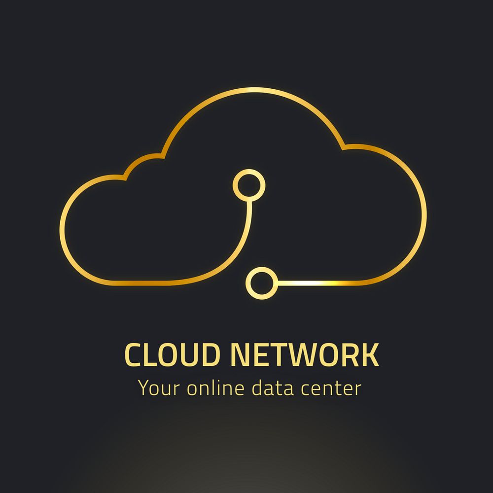 Gold cloud network logo template, editable digital design