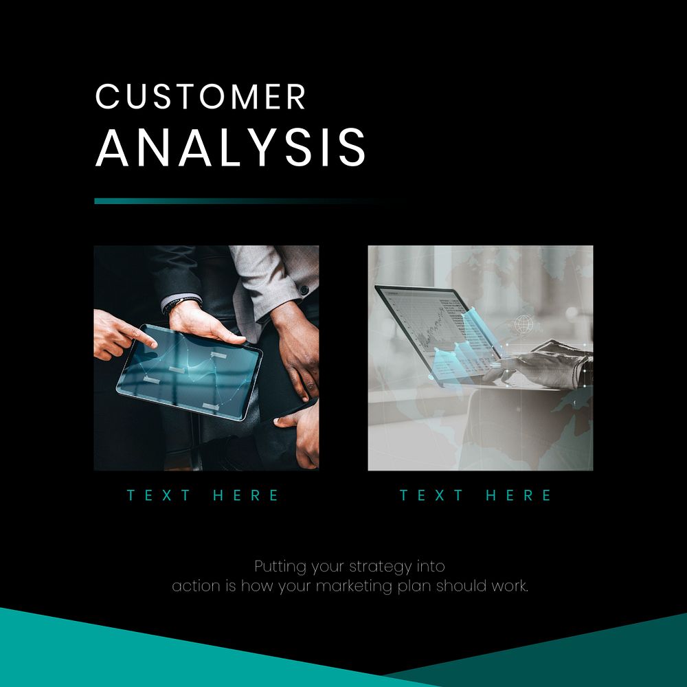 Customer analysis  Facebook post template, editable text