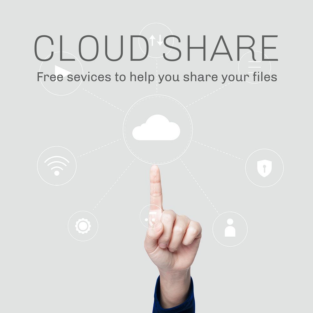 Cloud share Facebook post template, editable technology design