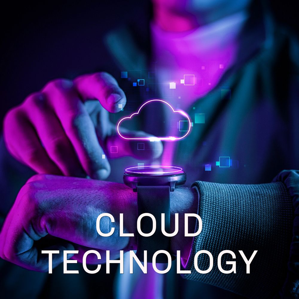 Cloud technology Facebook post template, editable technology design