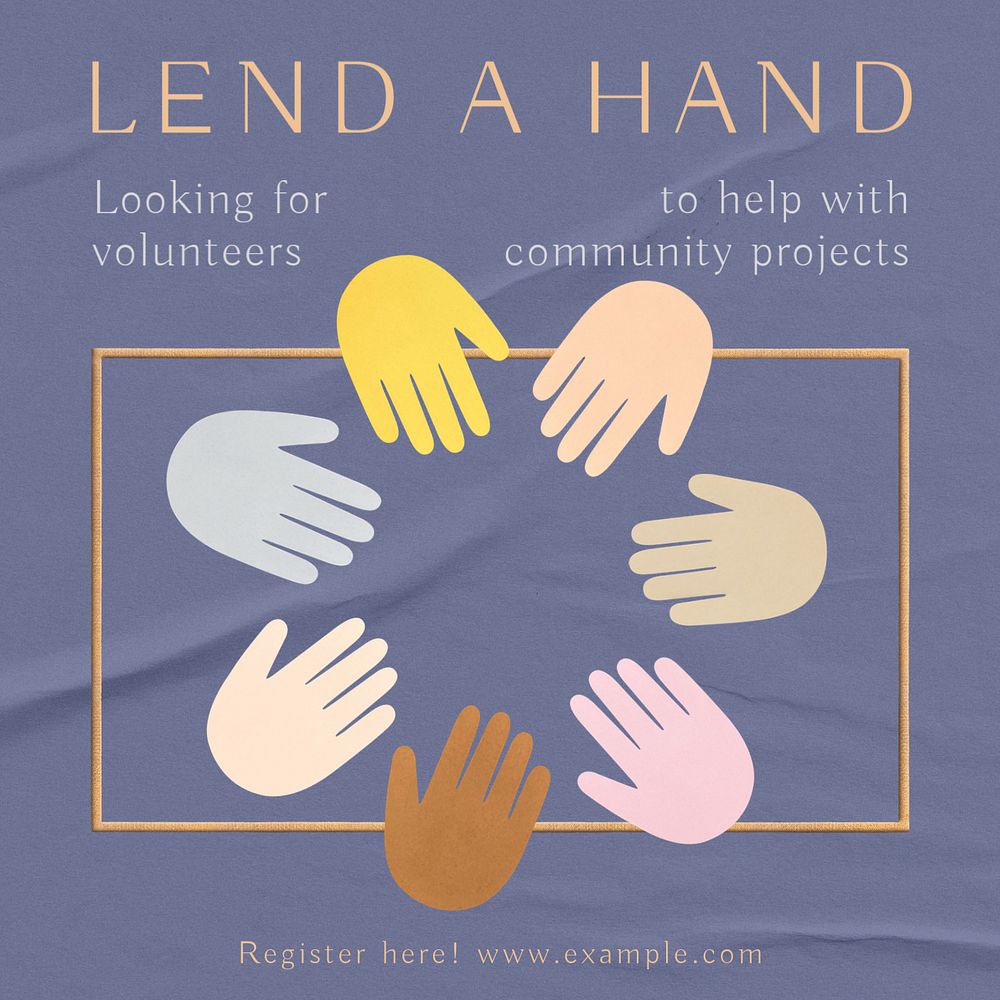 Diverse hands Instagram post template, editable design