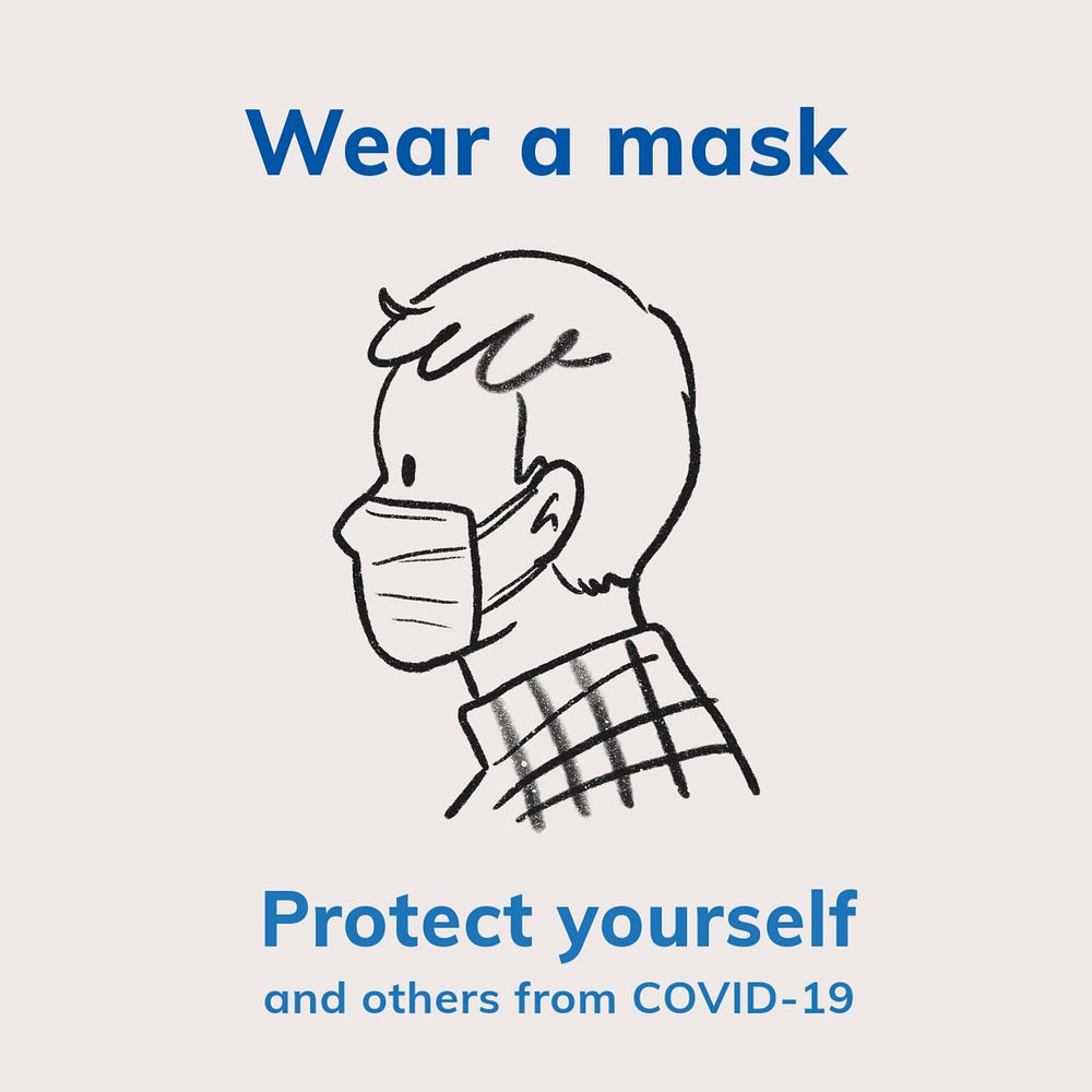 Wear a mask Facebook post template, COVID-19 editable text