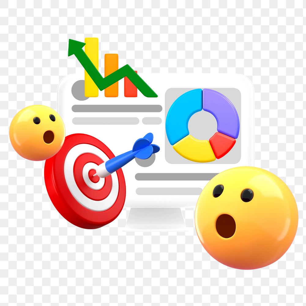 Digital marketing 3D emoticons, growing business remix, editable design