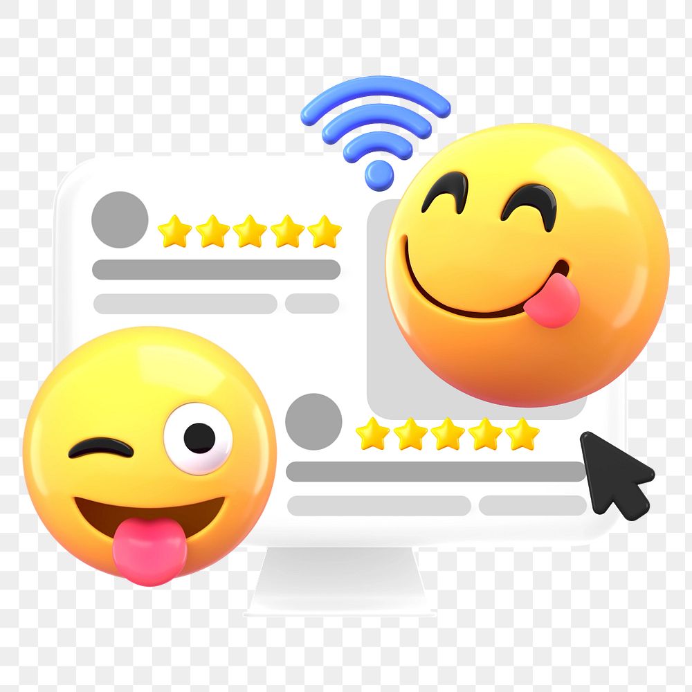 Positive business reviews, 3D emoticons remix, editable design