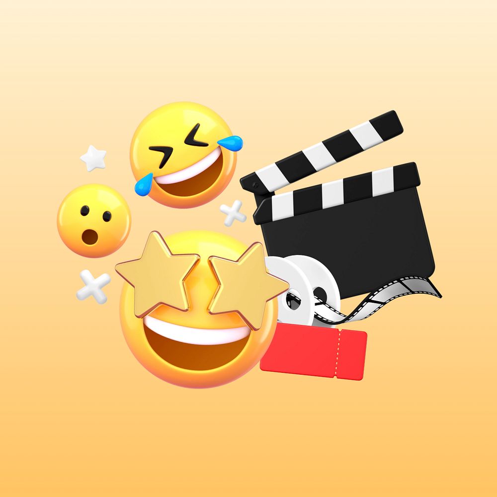 3D emoticon, movie time illustration