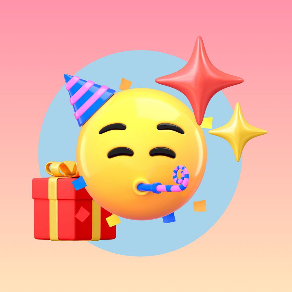 3D party emoticon, celebrate illustration