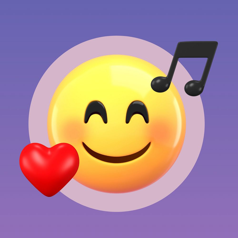 3D emoticon, music lover illustration