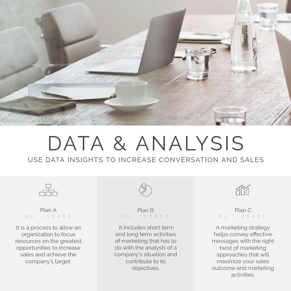 Data analysis  Facebook post template, editable text