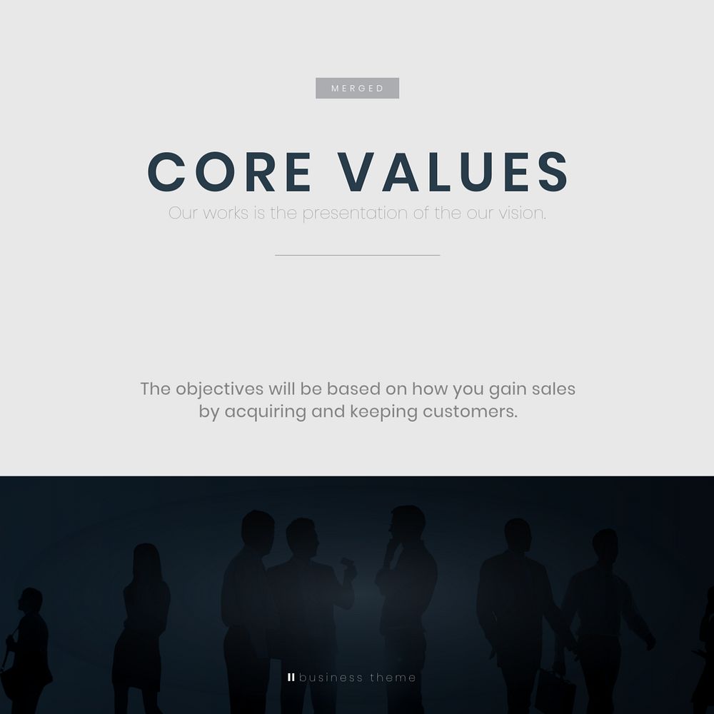 Business core values  Facebook post template, editable text