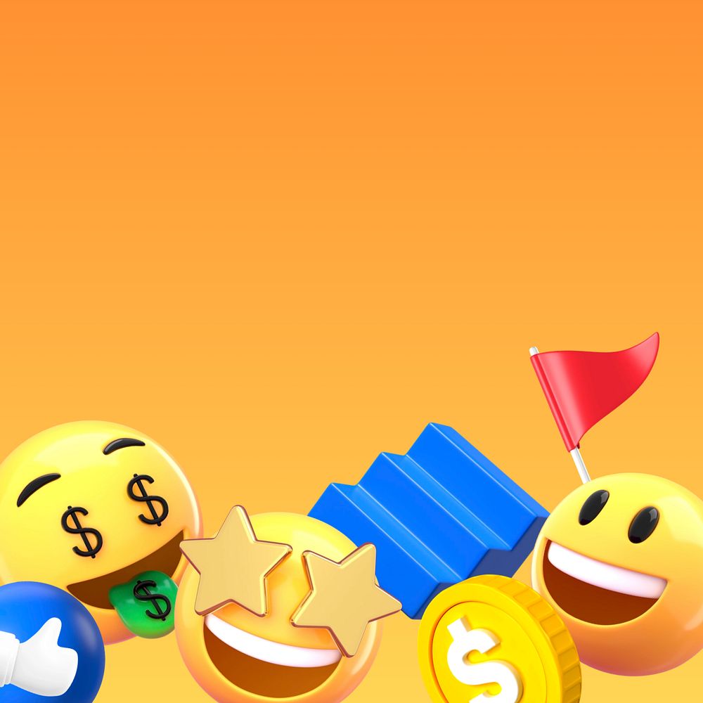 Business success emoticons background, 3D yellow design, editable design