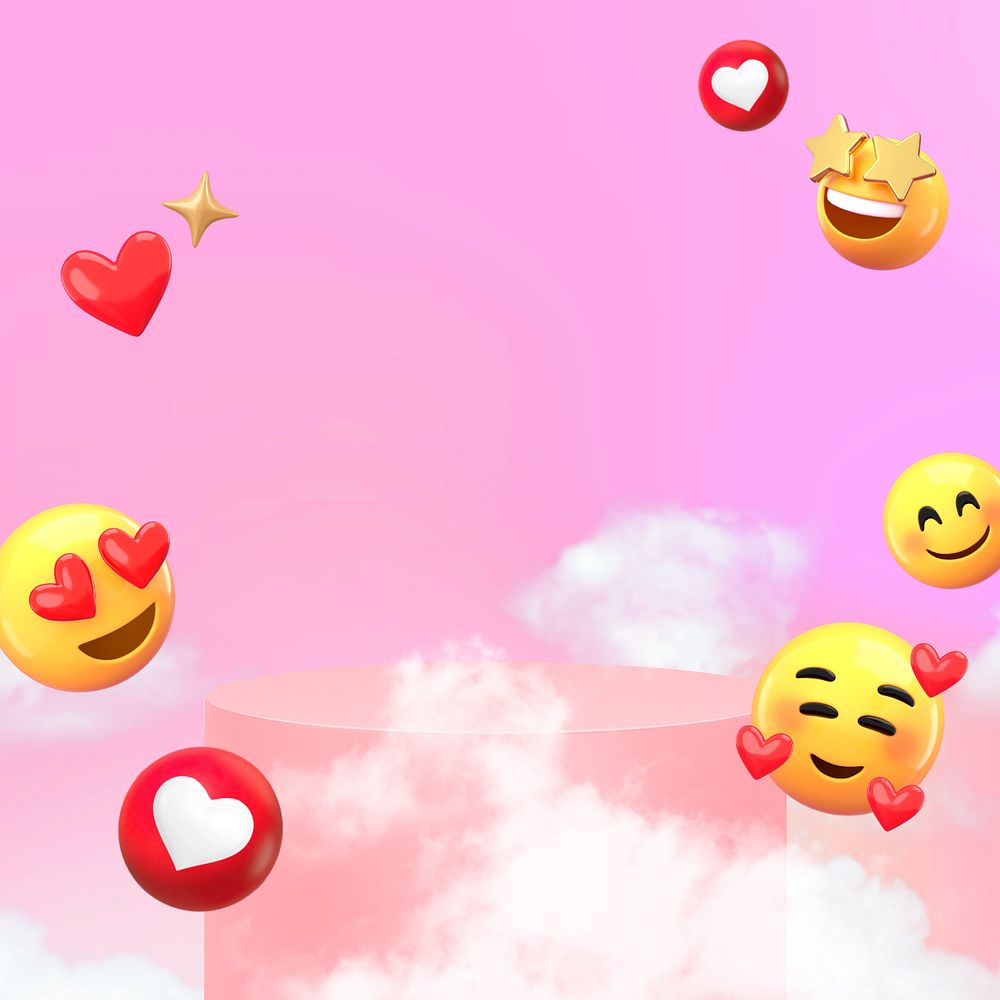 Emoticon product background, pink 3D design