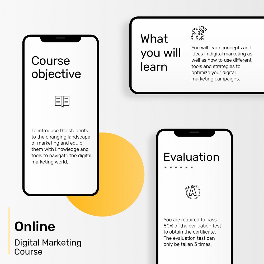 Course objectives Instagram post template, editable design