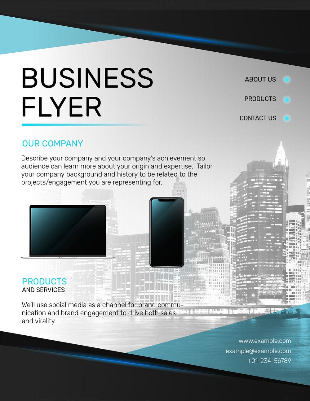 Professional modern business flyer template, editable design