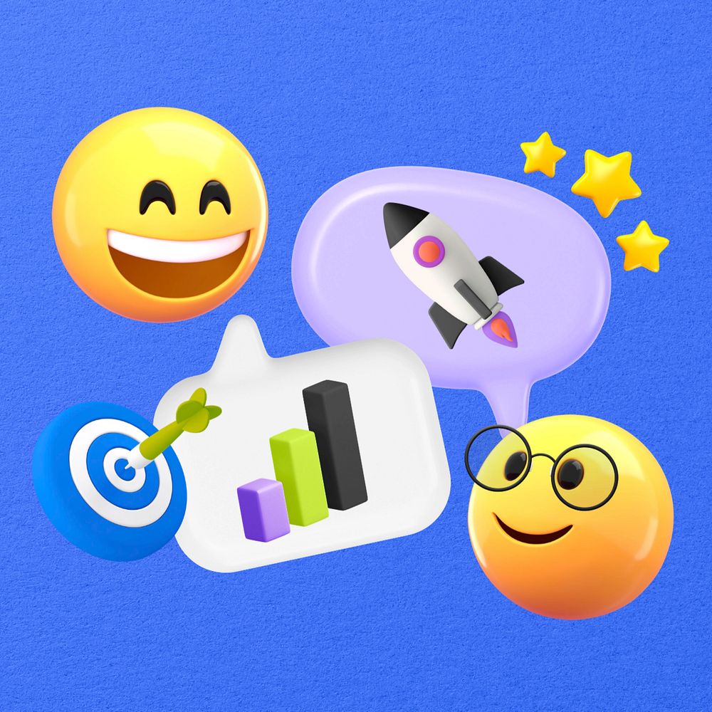 Successful startup business, 3D emoticons remix, editable design, editable design