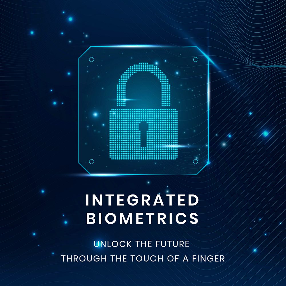 Integrated biometrics Instagram post template, editable lock icon