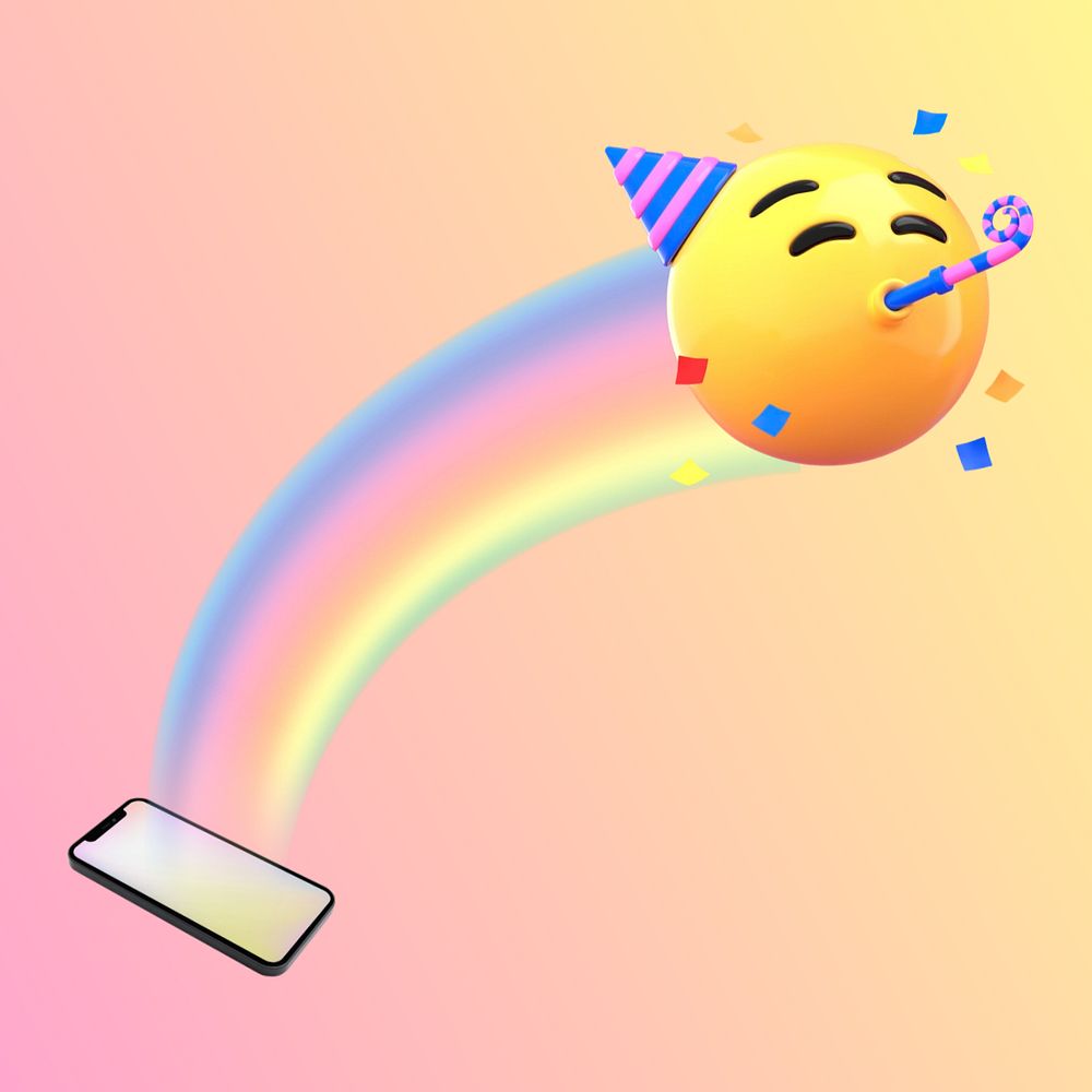 Birthday party emoticon background, gradient 3D design