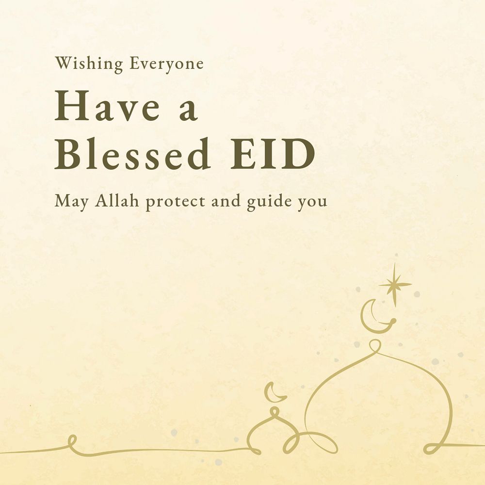 Blessed Eid Facebook post template, editable Islamic design for social media