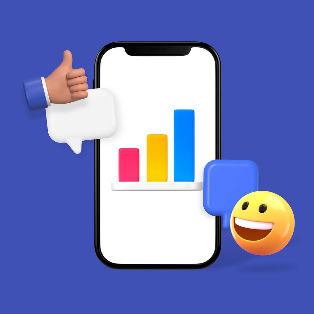 Growing bar chart, 3D business emoticon remix, editable design