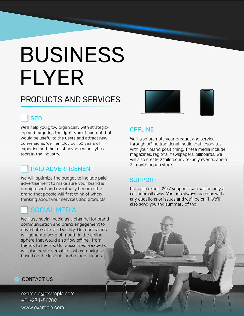 Professional modern business flyer template, editable design