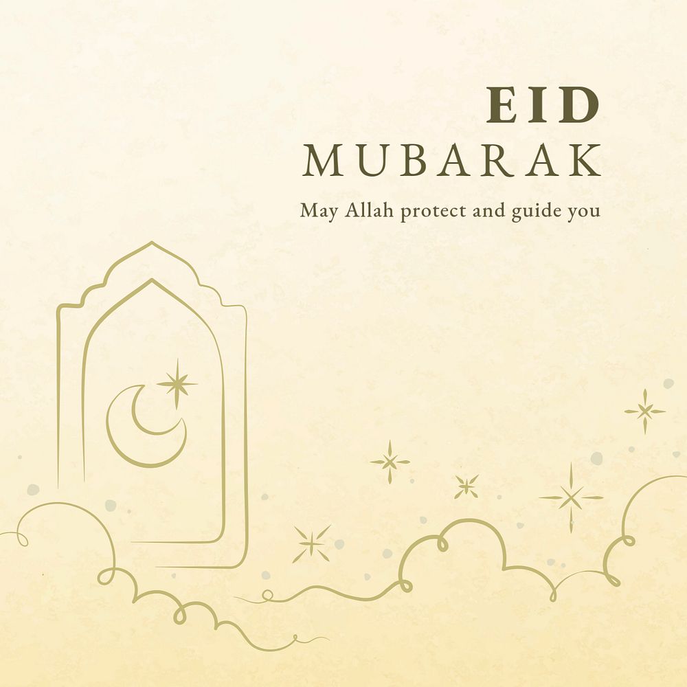 Eid Mubarak Facebook post template, editable Islamic design for social media