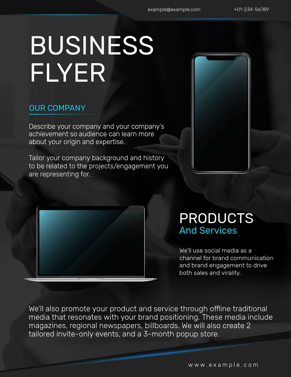 Professional modern business flyer template, editable design