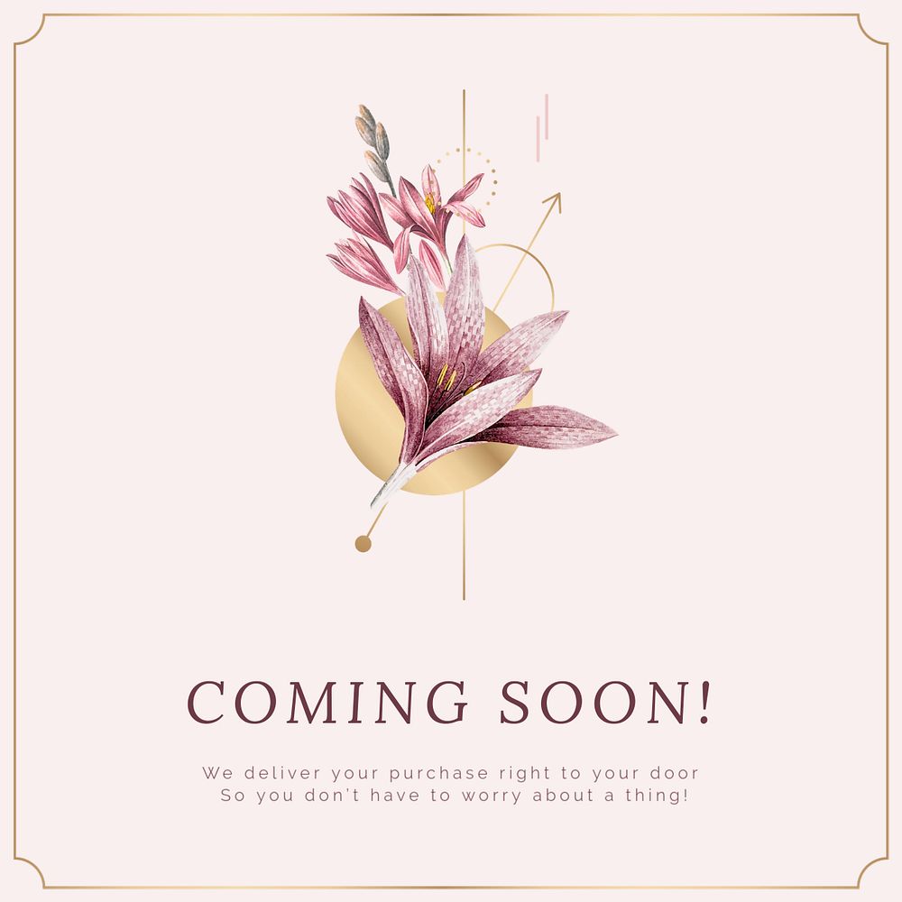 Pink flower Facebook ad template, editable text design