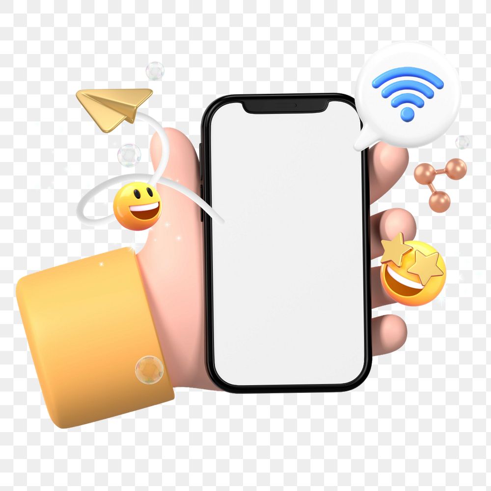 Social network phone 3D sticker