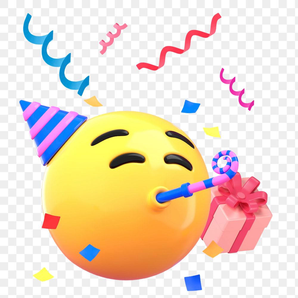 3D party emoticon element, editable birthday celebration remix illustration