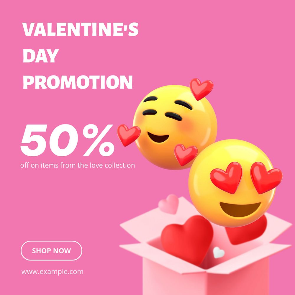 Valentine's sale Instagram post template, editable design