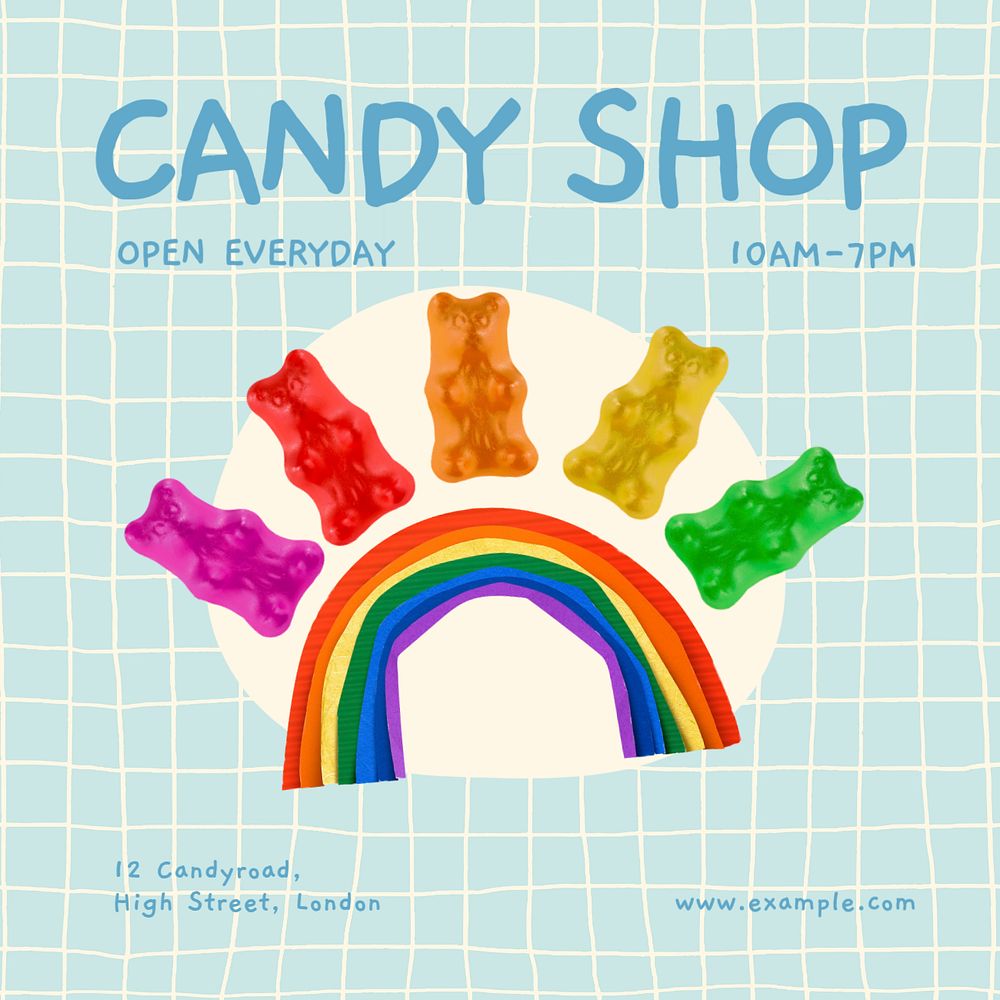 Candy shop Instagram post template, editable design