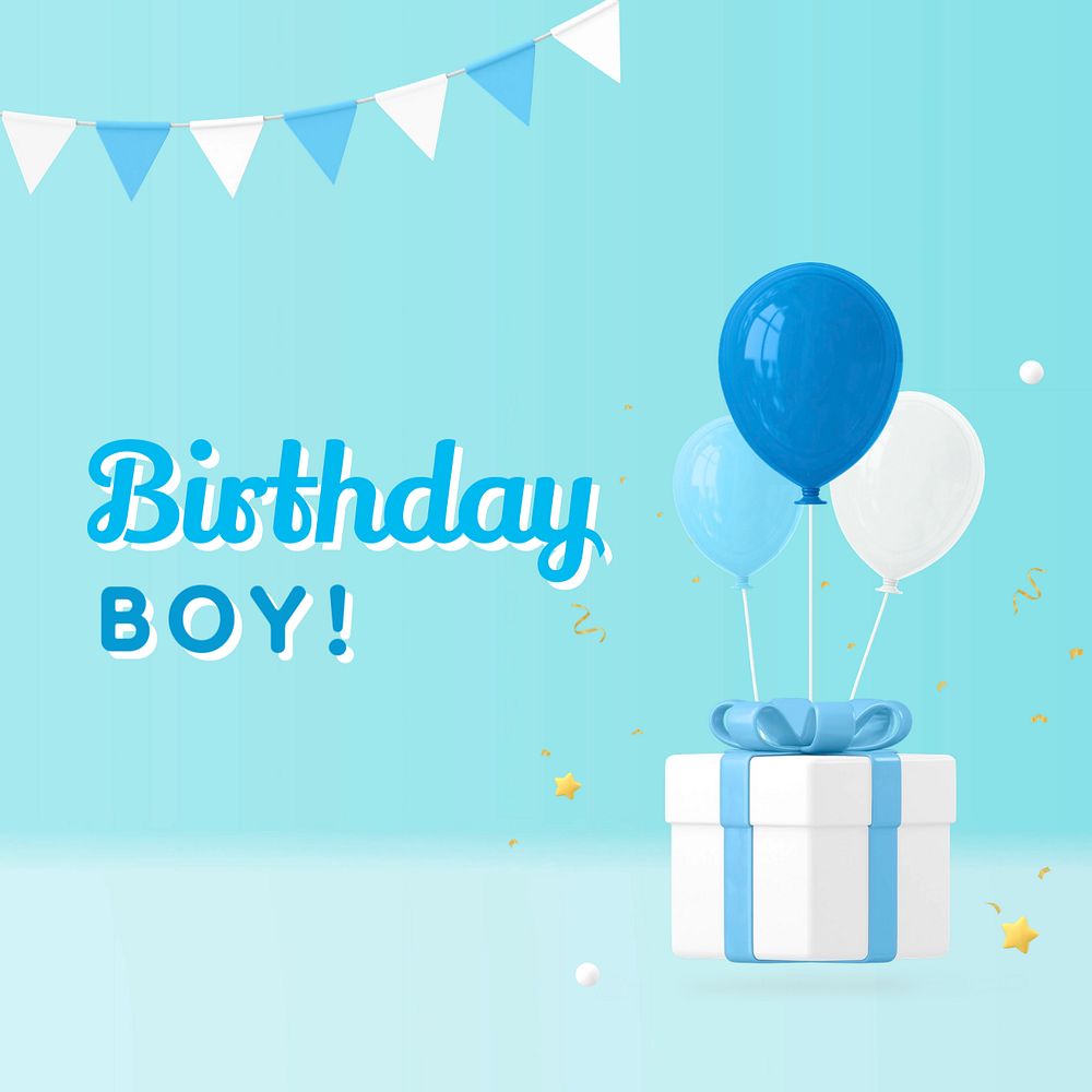 Birthday boy Instagram post template, editable design