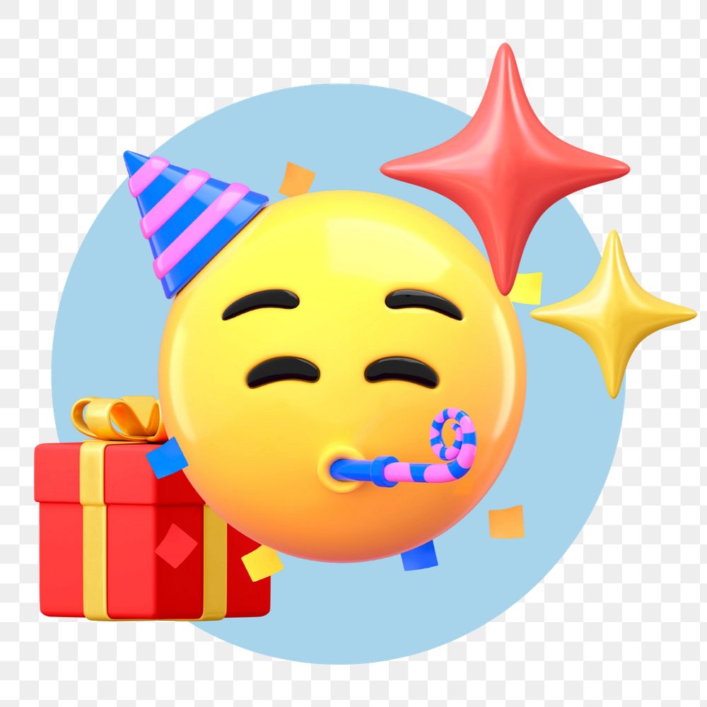 3D party emoticons element, editable birthday celebration remix illustration