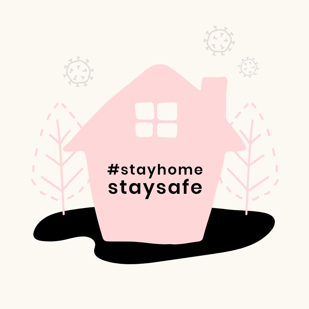 Home isolation Instagram post template, customizable design