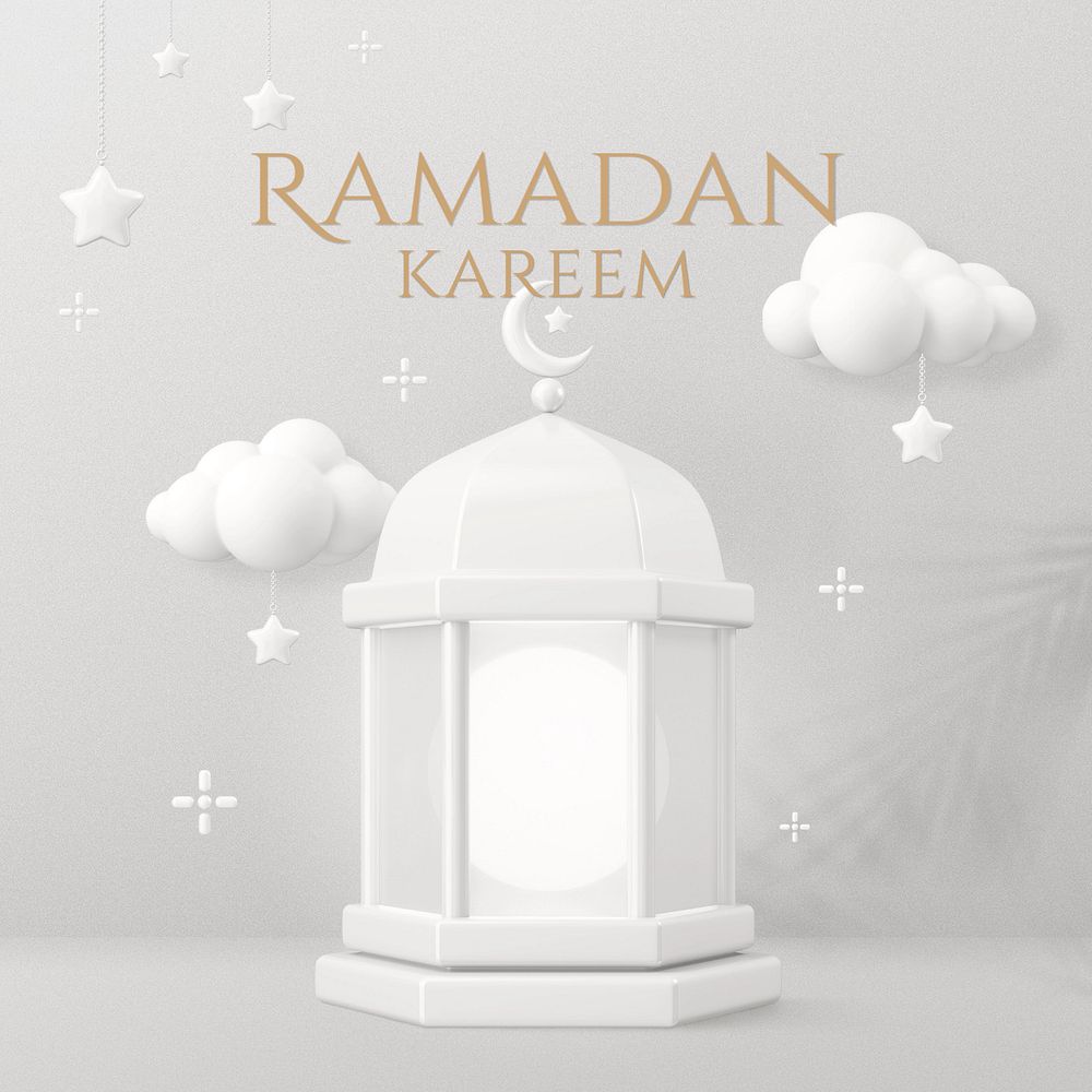 Ramadan kareem Instagram post template, 3D editable design