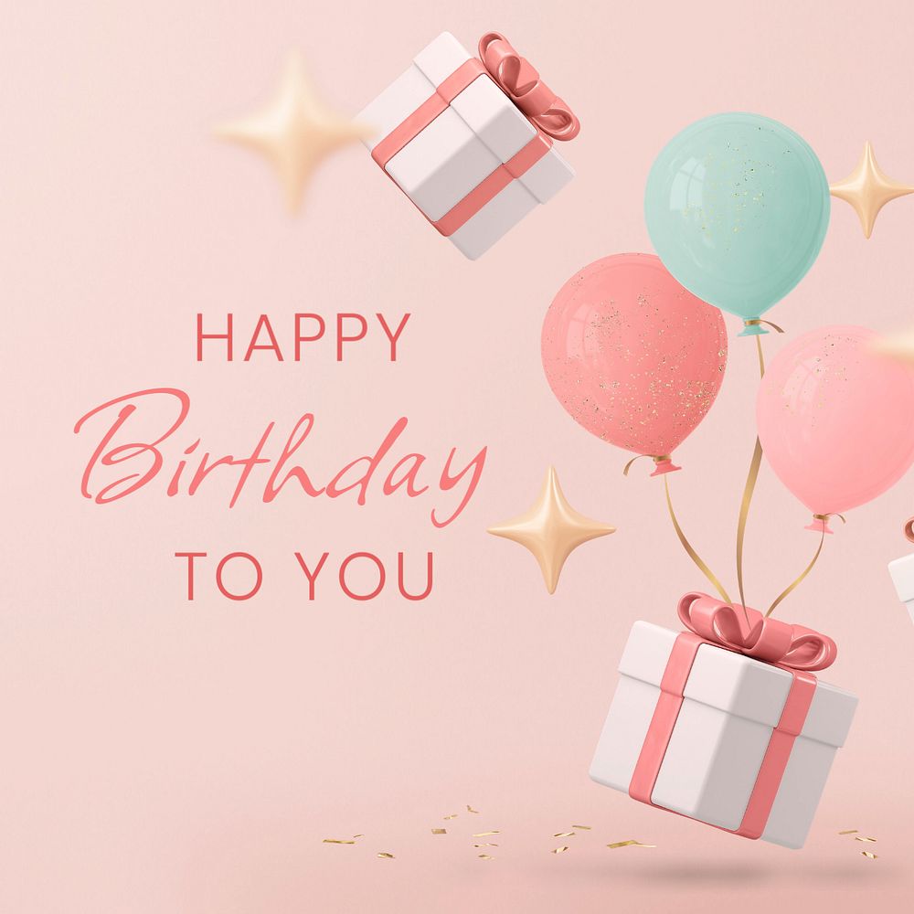 Happy birthday Instagram post template, editable design