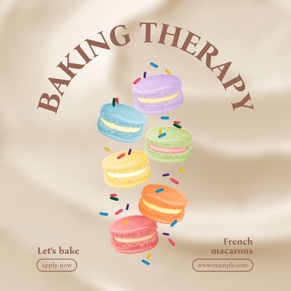 Baking therapy Instagram post template, editable design