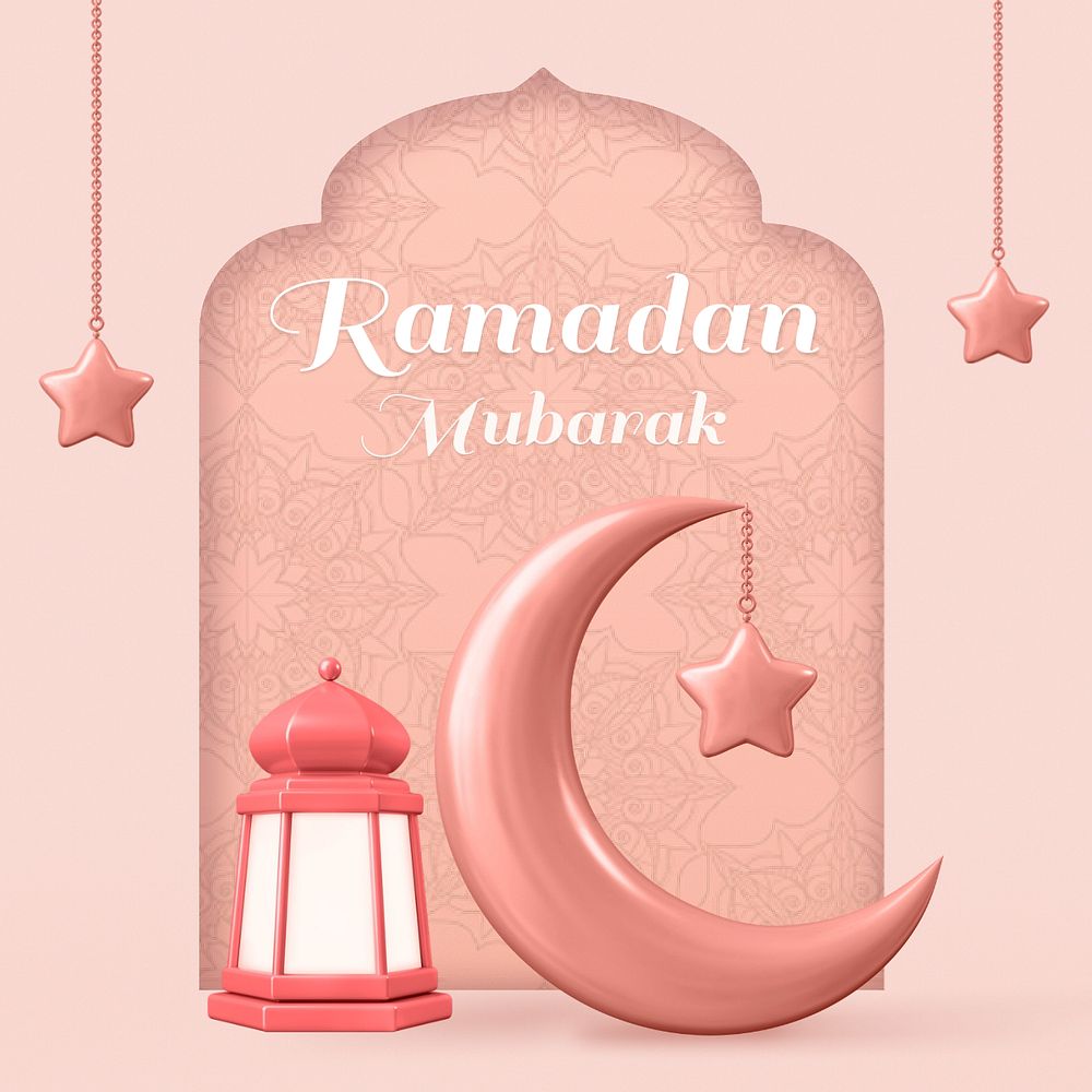 Ramadan mubarak Instagram post template, 3D editable design