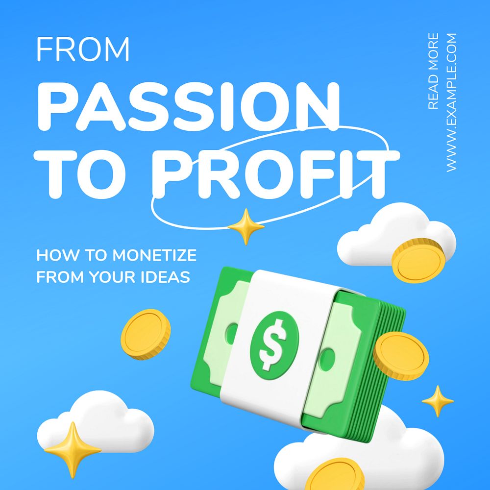 Passion profit Instagram post template, editable design